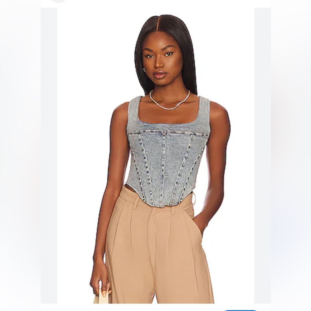 Miaou Blue Denim Corset Top